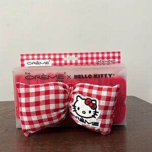 Hello Kitty Plush Spa Headband Red Gingham NWT